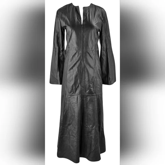 knee length dresses for ladies Iranta Leather Dress in Black – RaveT main image 1